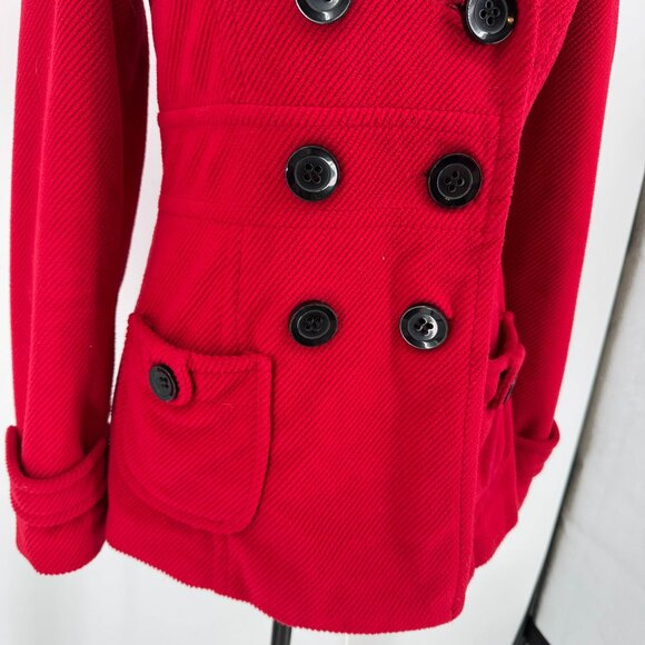 Forever‎ XXI Peacoat Chore Coat Womens Size S Double Breasted Military Red Barn - Picture 3 of 7
